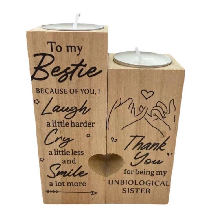 Wooden candlestick table top decoration lovers heart-shaped wooden gift height stitching combined into a heart-shaped