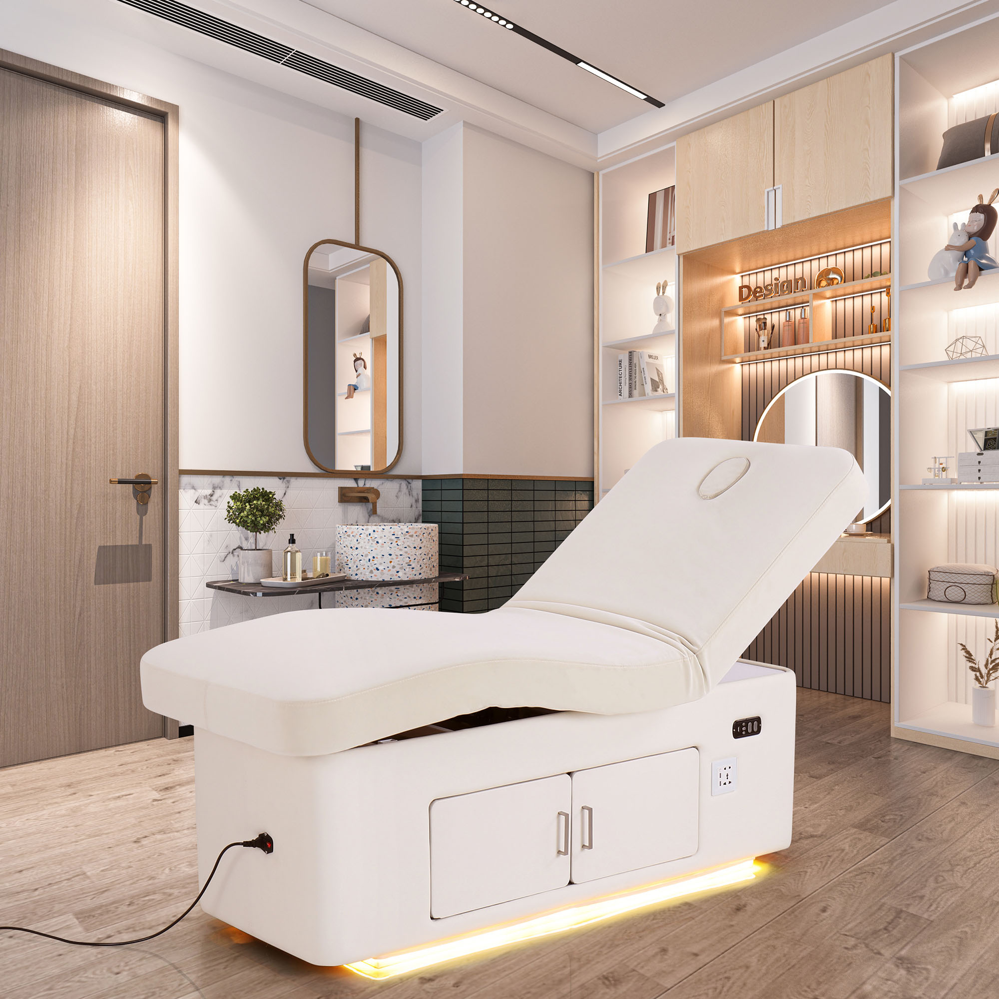 Heated electric massage table beauty spa bed salon treatment bed cosmetic facial chair