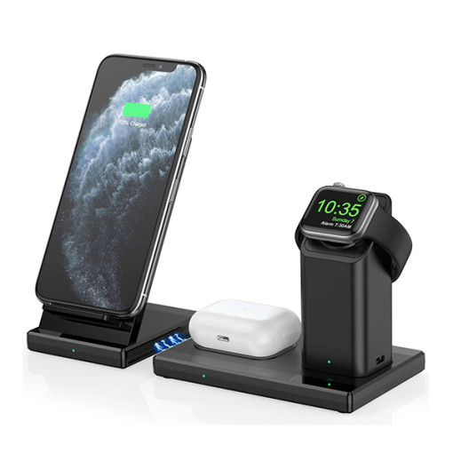 Беспроводное зарядное устройство 3 в 1 для AirPods Pro, Apple watch и Samsung galaxy S10