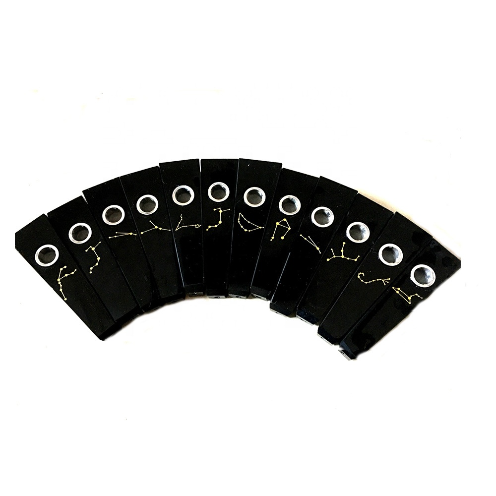 Smoking accessories Natural Black obsidian Crystal Smoking Weed Engraved Logo Pipe weed smoking pipes