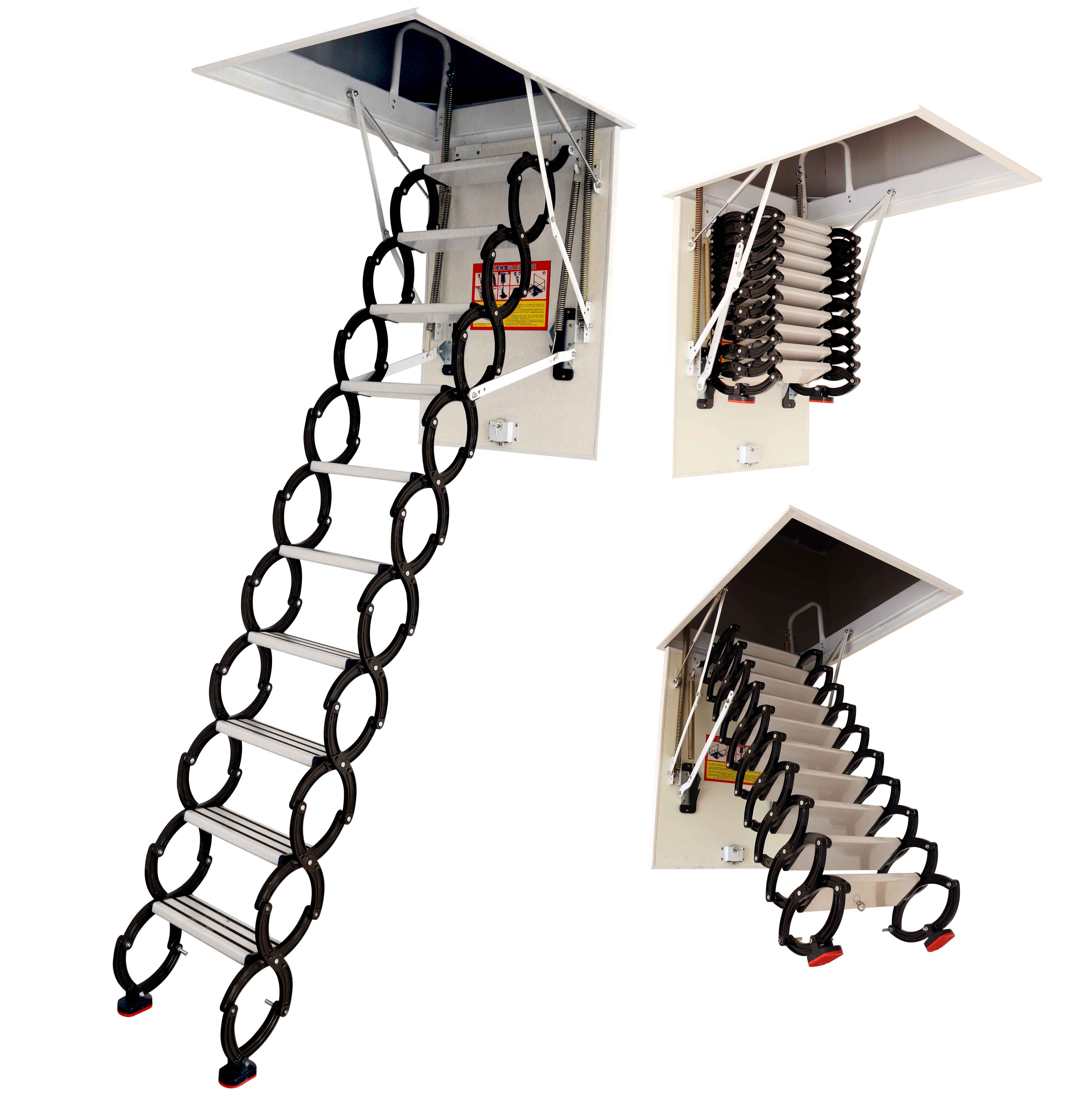 Retractable Attic Scissor Ladder Indoor Loft Telescopic Aluminum Stairs