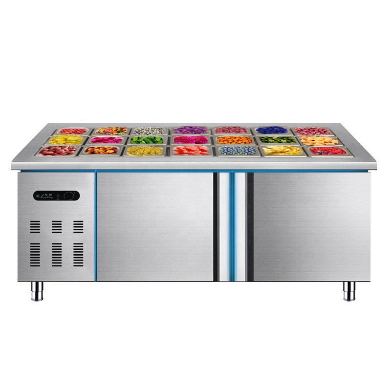 Hot Sale Salad Prep Counter Salad Refrigerator Cooling Display Showcase Salad Bar