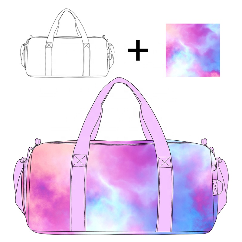 Women travel bag luggage custom printed logo custom gym bag overnight waterproof polyester sports duffel spend a night bags