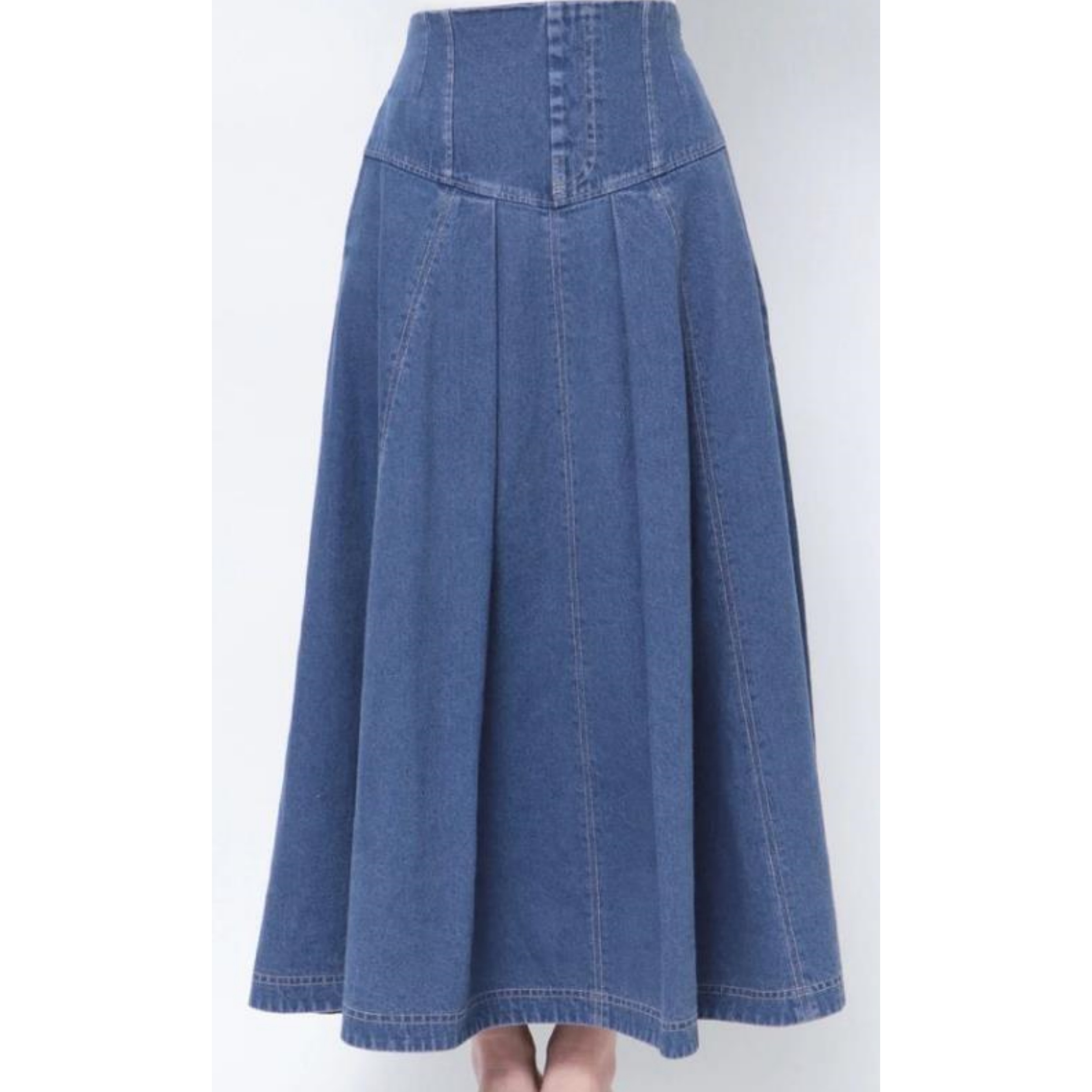 Simple Style Denim Long Skirts Casual Wear Woven Blue Organic Denim Skirt For Women