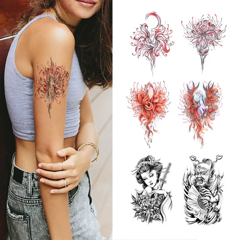 2022 New Designs Halloween Prank Makeup Temporary Tattoo Cool Tribal Totem Henna Tattoo Stencil Art Water Transfer Non Toxin