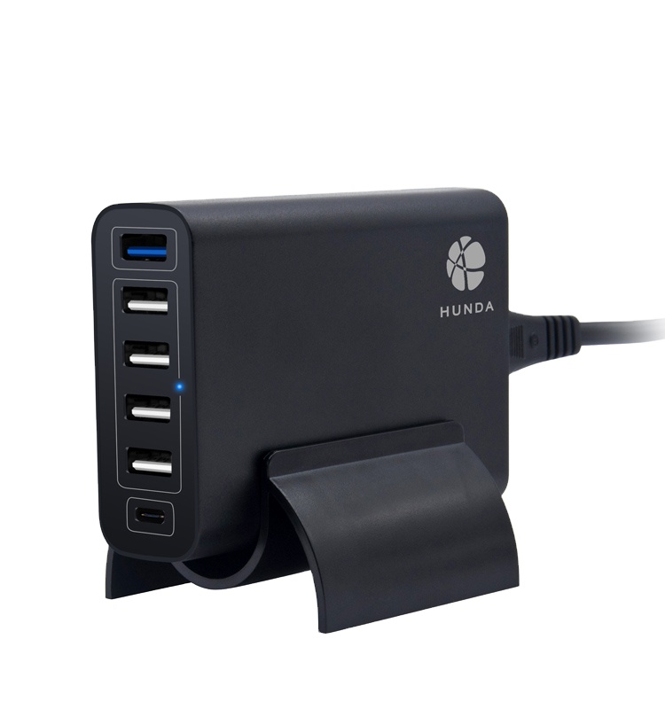 Хунда 2020 лучший продавец 6 портов 60 Вт USB-C PD QC3.0 умное устройство для зарядки 5V 2.4A кабель USB Type-C с функцией быстрой зарядное устройство в Китае (стандарты CE, FCC, аддитивного цветового пространства/по ограничению на использование опасных м