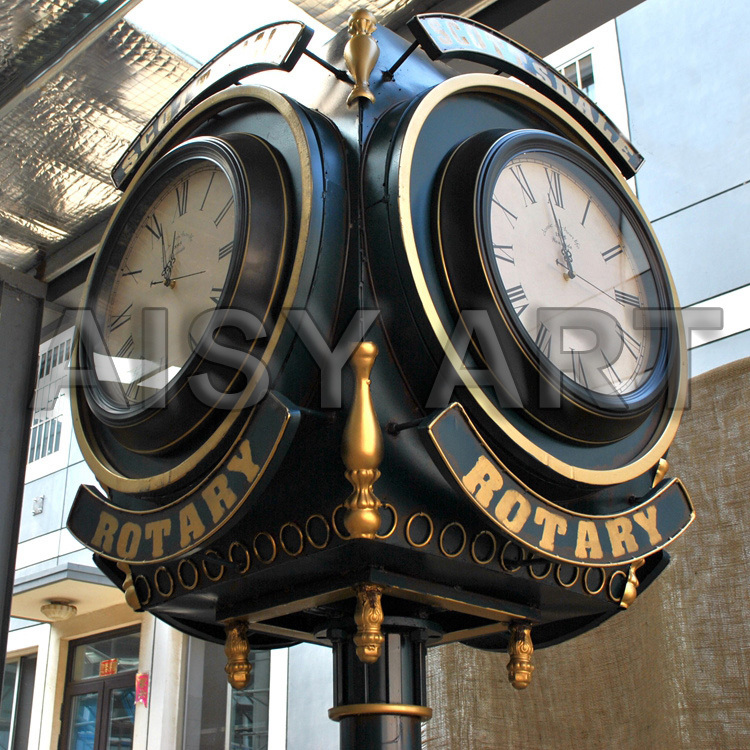 Large Event Floor Clock Roman Norse Style Green Street Column Bar Park Model Metal Painted Technique Custom for Gift
