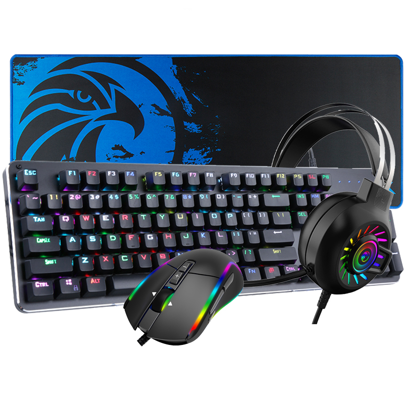 Эргономичная Rgb-подсветка, механическая гарнитура, игровая клавиатура, мышь, комбо с магнитной поддержкой