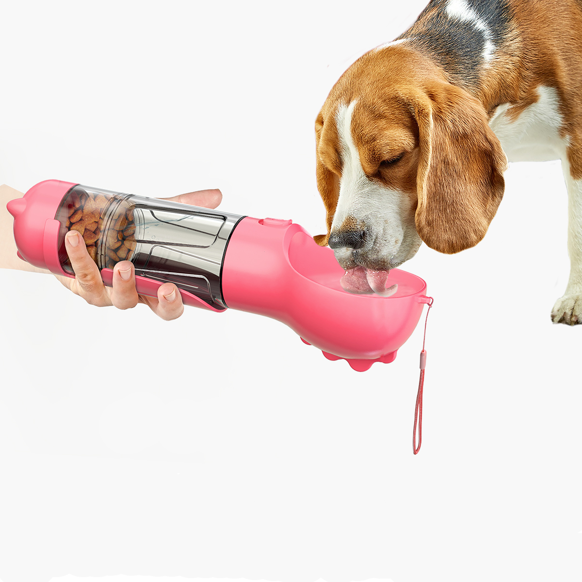 2021 Amazon Hot sale 300ml Multifunctional Outdoor Travel Portable Pet Food Water Feeder Bottle Cup With Poop Bag