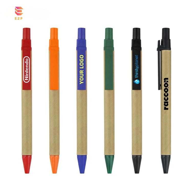 Eco-Friendly Kraft Paper & Biodegradable Plastic Pens With Custom Company Logo, Ideal For Advertising & Wholesale At Low Prices