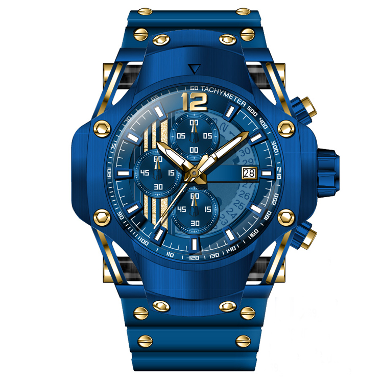 Japanese TMI VD57(3W) Quartz Movement men watch RUBBER Band Sports watch 100M waterproof Luminous watch