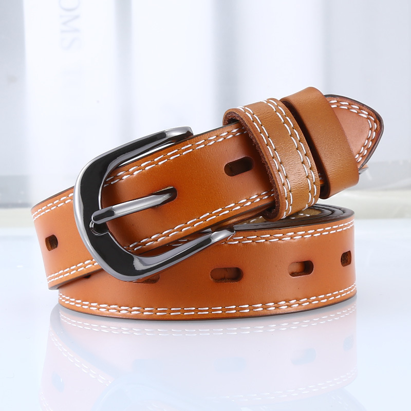 Zinc Alloy Pin Buckle Leather Belt High Quality PU Leather Belt For Ladies