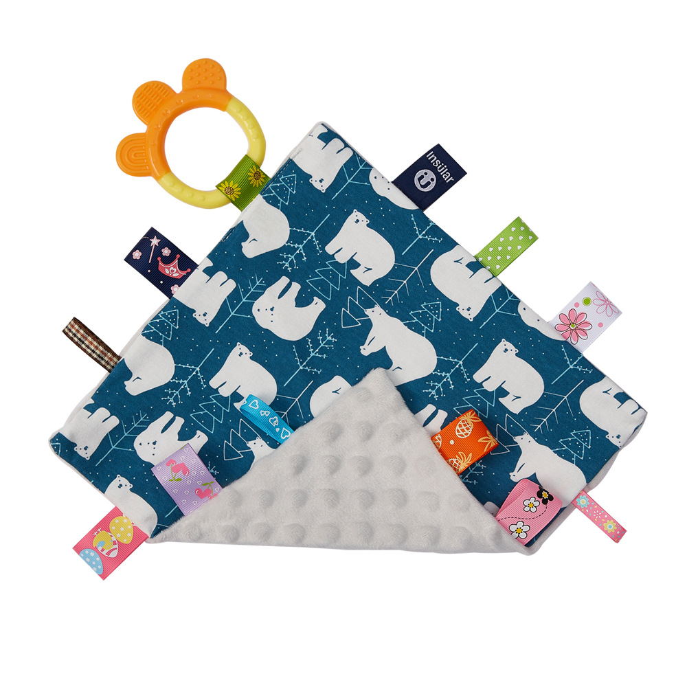 High Quality Baby Small Soothing Towels New Design Coloful Baby Bean Hankies With Teething Gel