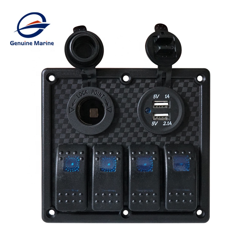 Лодка яхта Автомобиль RV DC12v вольтметр двойной USB LED свет Водонепроницаемый морской переключатель панель