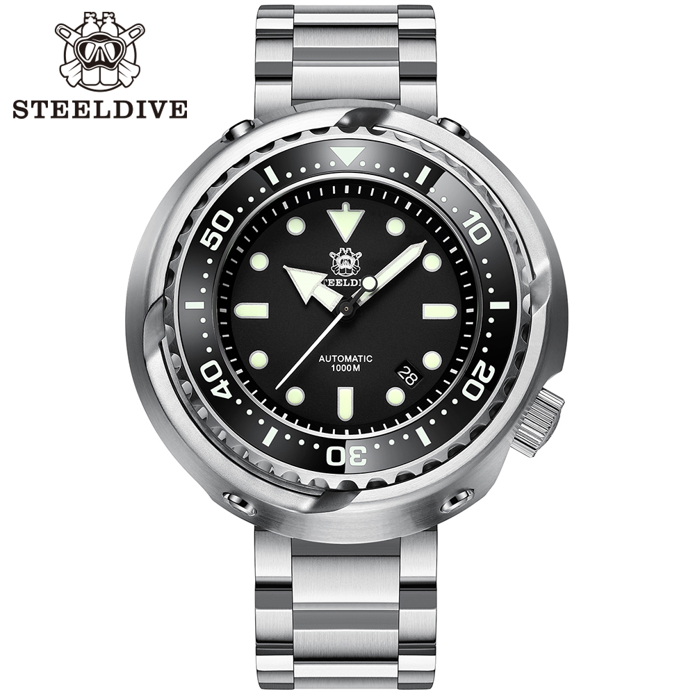 Новое поступление 2020, большие часы Steeldive 53,6 мм NH35 из нержавеющей стали с автоматическим движением и тунца