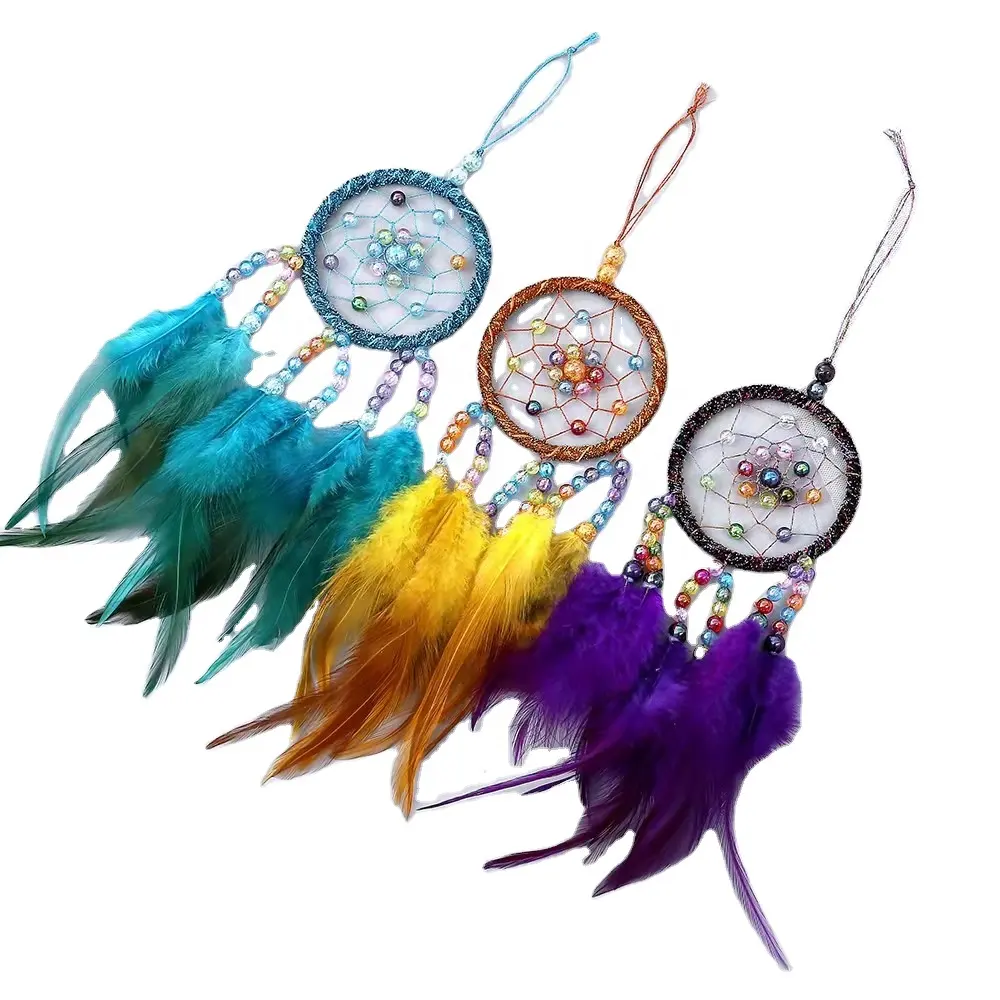 Оптовая продажа, украшение «Ловец снов» из перьев, традиционные ветряные колокольчики ручной работы, подвесной Ловец снов