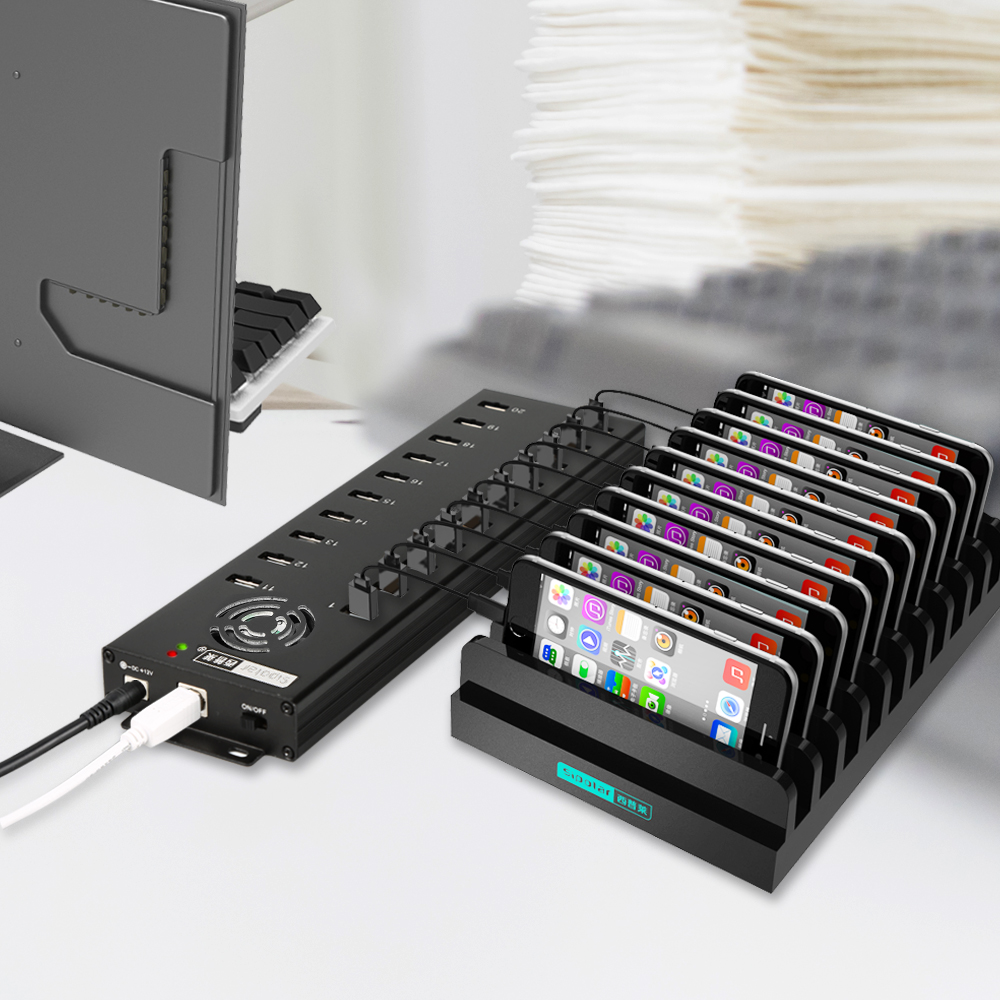 Sipolar 20 порт USB док-станция USB разветвитель USB Автомобильное зарядное устройство, 2 в 1, украшенное мозаикой из драгоценных камней, 12V 10A питание POE адаптер для восстановленного iphone ipad зарядки