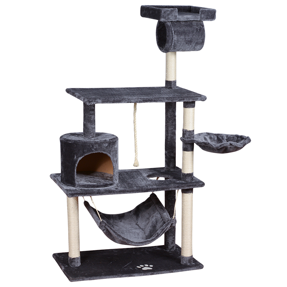 China factory customized design plush wooden pet condo tower supplier furniture toys cat scratcher tree house