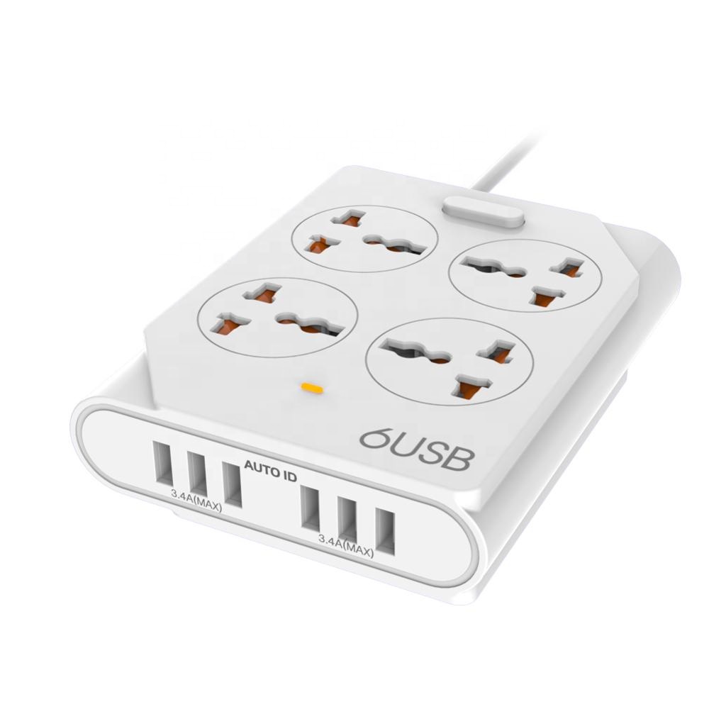 Оптовая продажа, черный, белый, 6 USB-разъемов, 4 удлинителя с usb-портами, электрическая розетка 1,5 м от MOXOM