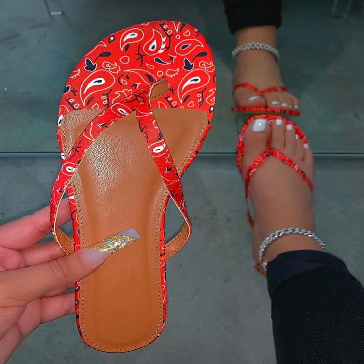 FAST SHIPPING Sandal Slippers Slide Sandals Soft Cork Foot Bed Slip On Slides Women Slippers Ladies Bandana Thong Sandals