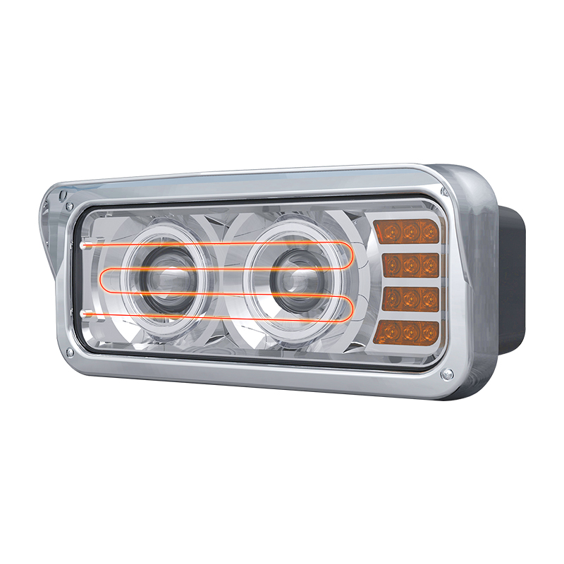 Auto Lighting System High Low Beam 4X6 Square Headlight With DRL For Peterbilt Kenworth Truck LED Work Light