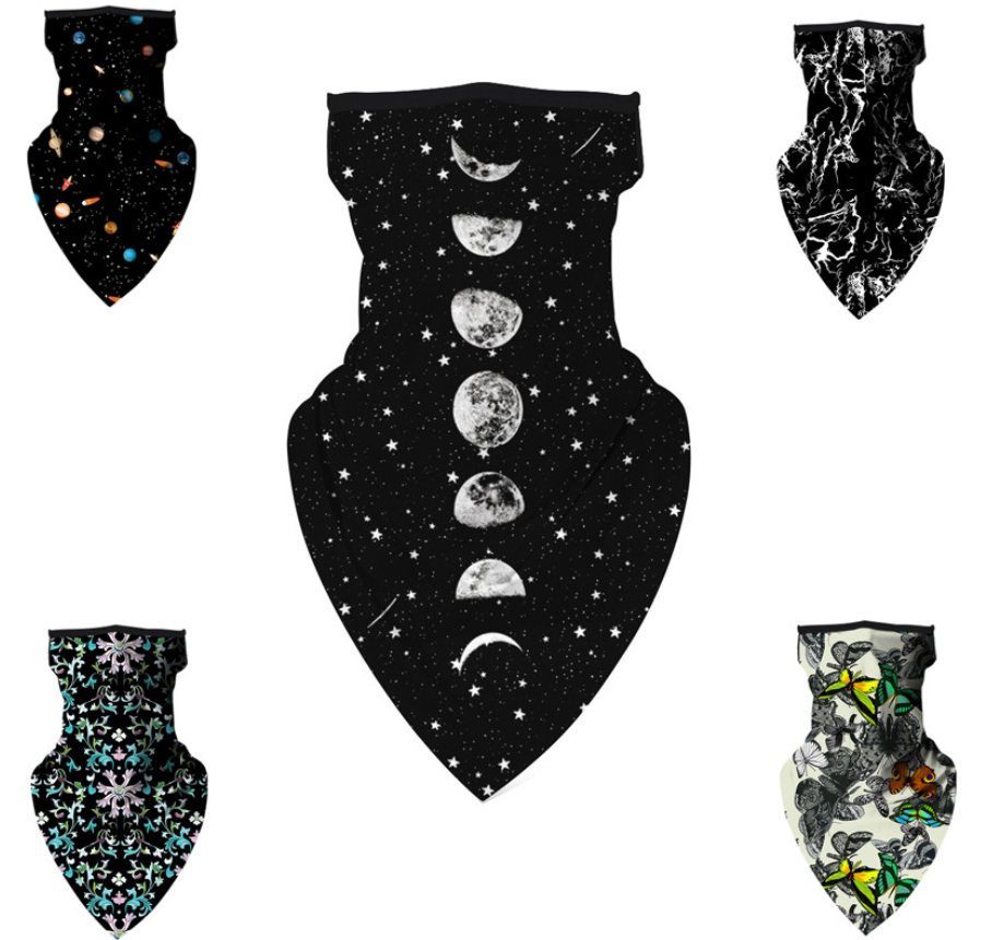 2021 wholesale floral triangle scarf digital printing breathable mask sun protection bandana mask for cycling