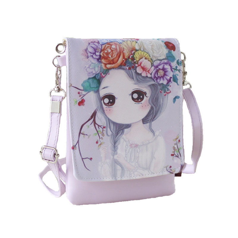 New Fashion Printing PU Cartoon Portable Traveling Mini Single Shoulder Kids Bags For Girls