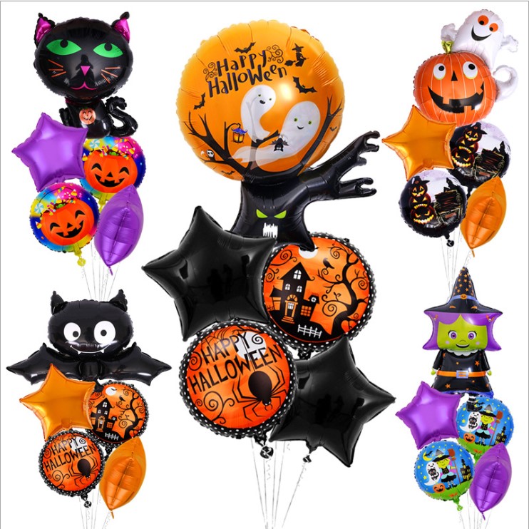 5pcs New Designs Witch Ghost Helium Foil Balloons Kits Decorations Halloween Balloon Party Supplies Globos Children's Toys