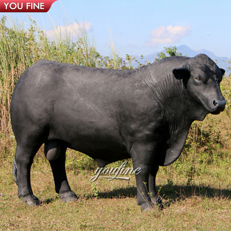 Outdoor Lawn Farm Decoration Bronze Angus Bull Sculpture Metal Animals Statue Art Decoration