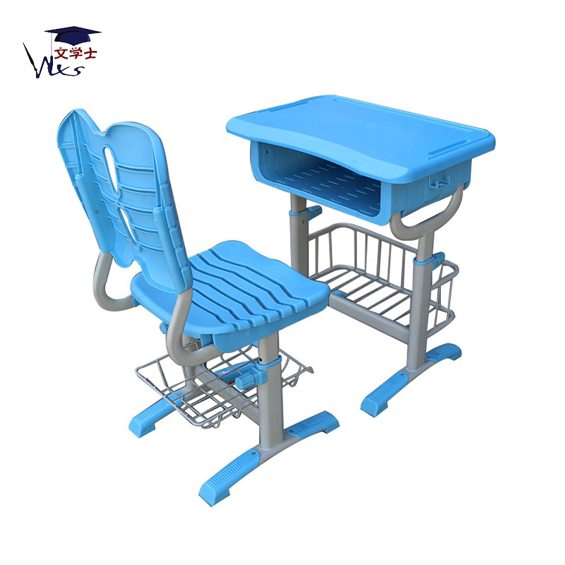 Adjustable height children portable china cheap school desk and chair