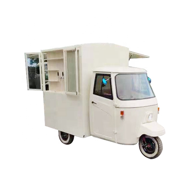 Electric/Gasoline Tuk Tuk Piaggio Ape Truck Coffee Kiosk Cart Fast Food Vending Tricycle Piaggio Ape Espresso Trailer For Sale