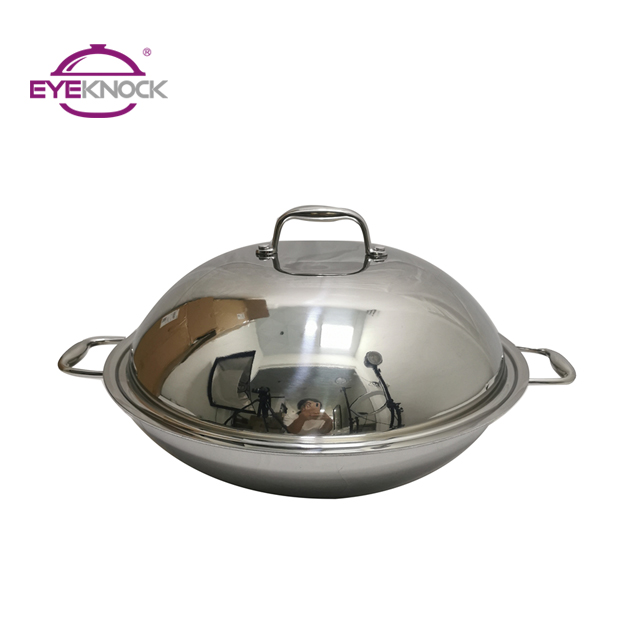 RTS Ready to Ship stainless steel lid 3 layers cookware drop shipping triply stainless steel wok