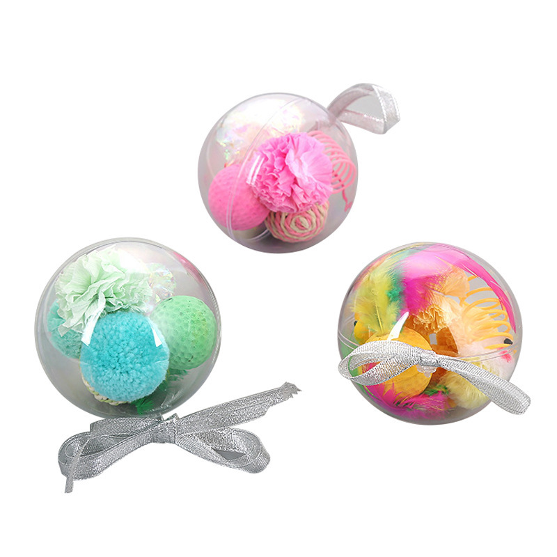 wholesale manufacturer christmas plush feather paper flower set cat toy interact