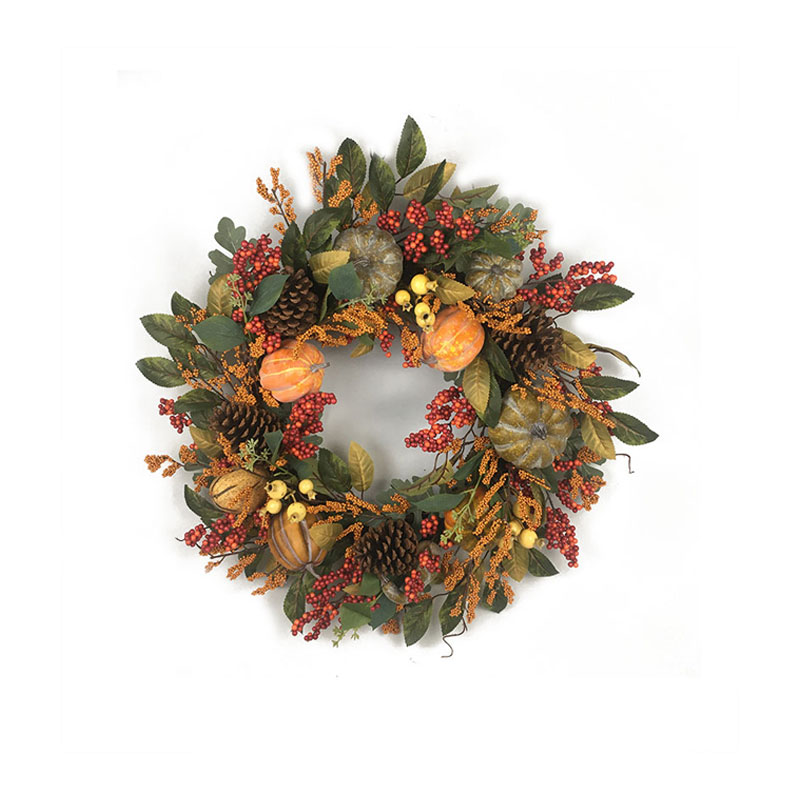 Gold garland dried herb wreath ornaments for farmhouse decoration
