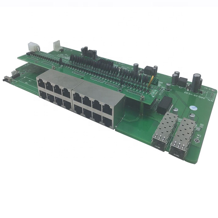 16*10/100M/1000M RJ45 порты с 2*10/100/1000M Слоты SFP нестандартный PoE коммутатор 24 В