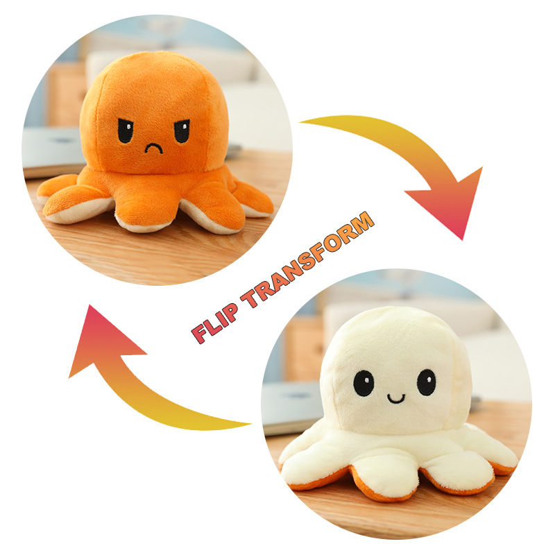 Wholesale Plush Home Furnishing Crafts Octopus Toys Double-sided Flip Plush Stuffed Octopus Toy