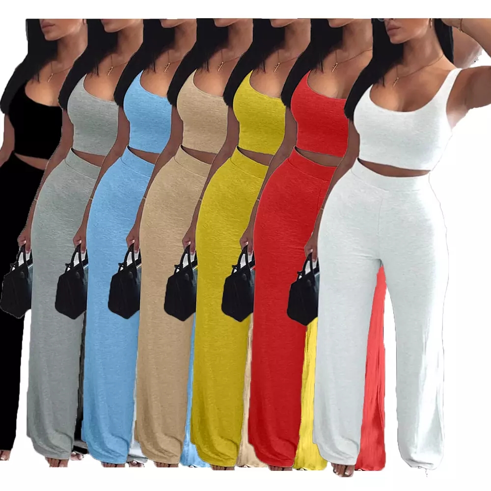 2021 new arrival Two Pieces Women Clothing Summer fashion vest high waist 2 piece sets outfit for ladies
