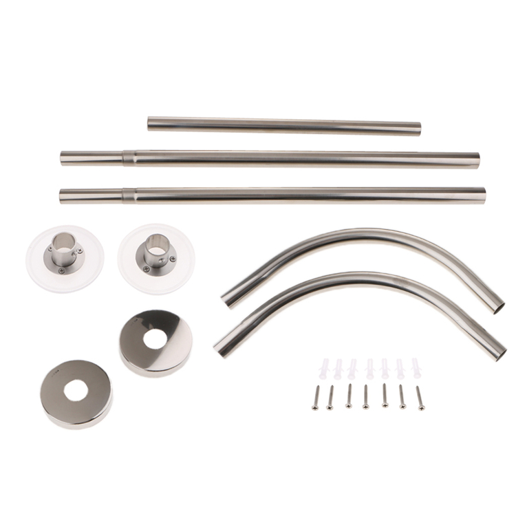 Bathroom Bath 304 Stainless Steel Wall 27-43" Shower Rod Round Curved Bath Rod Shower Rods
