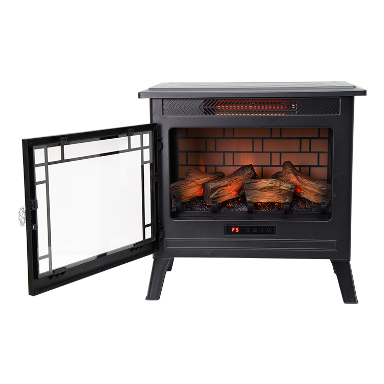 Гостиная 14 дюймов 1500W 120V Крытый отдельно стоящая плита 3-сторонняя 3D Электрический каминный обогреватель