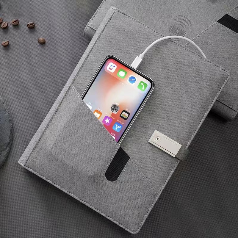 Карманный чехол для ноутбука с флэш-накопителем USB, внешний аккумулятор 8000 мАч, Беспроводная зарядка, дневник A5, планировщик для бизнеса, подарок