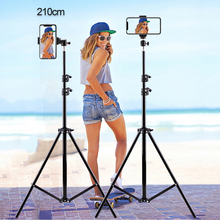 Camera Video Light Stand Portable Adjustable Stands led Fill Light Phone Ring Light Tripod With 1/4 Screw 2.1m Tripod Stand