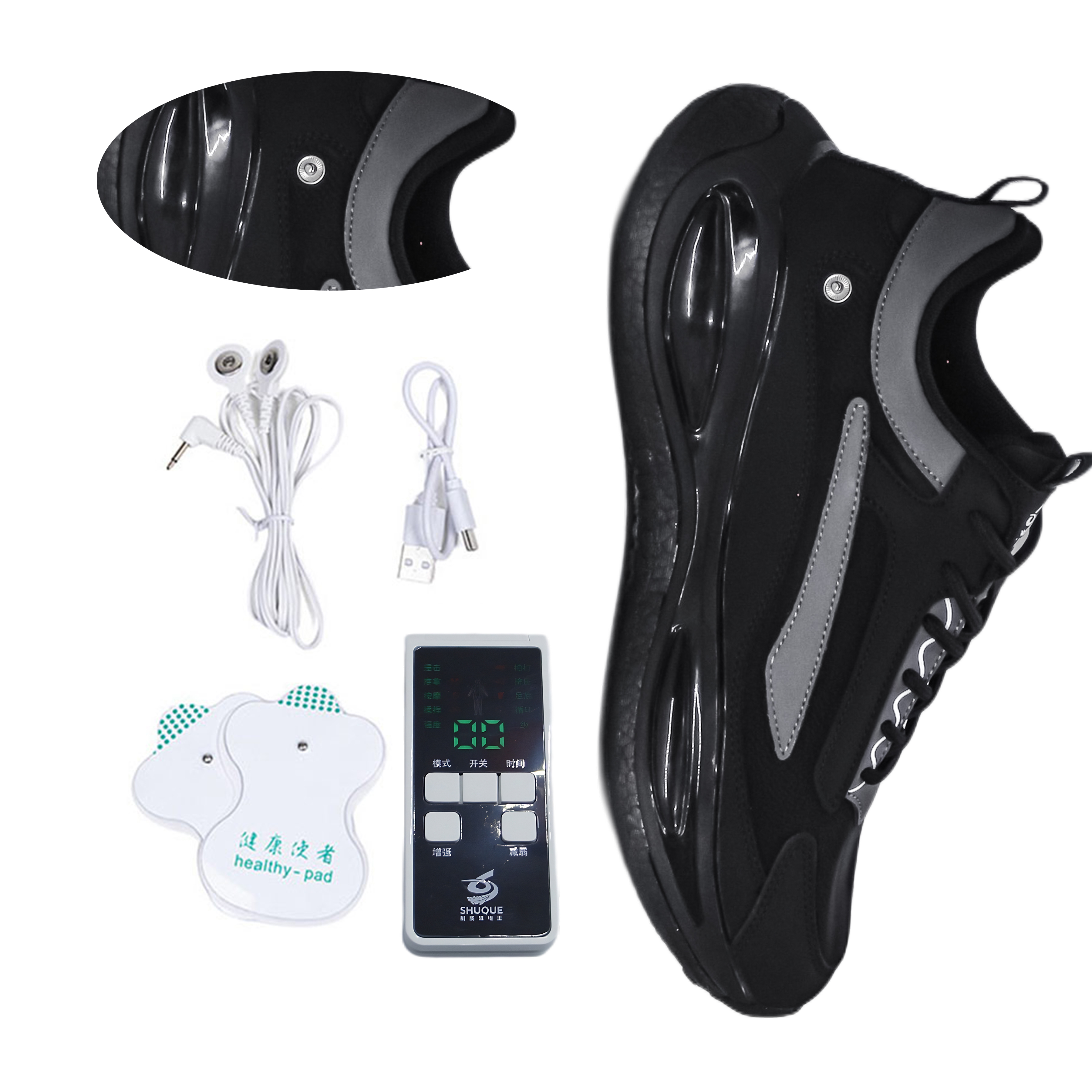 Black men and women with the same electrical pulse function shoes anti-slip anti-odor diabetes special shoes