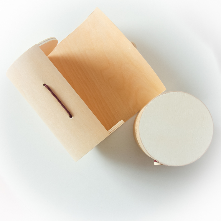Custom gift boxs large round wood birch bark veneer packaging box for gift pack with silk for gift packing
