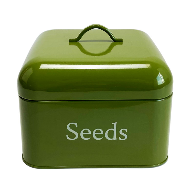 BX Gardening Rectangular Seed Waterproof Metal Storage Box with Lid Organizer Seed Packets Case