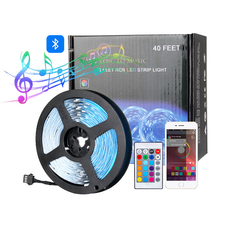 Christmas Colorful Changeable 12V DC RGB Smart Led Strips Light with Blueteeth Control