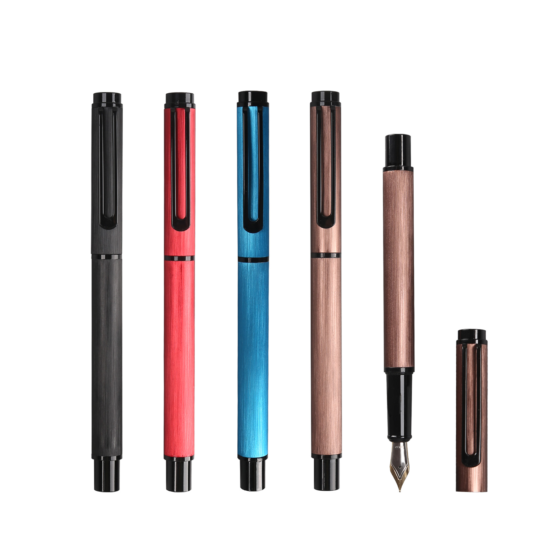 Wholesale Business Gift Pen Set Cartridge Custom Luxury Classic Black Metal Fountain Pen Ink Refill Nibs With Case