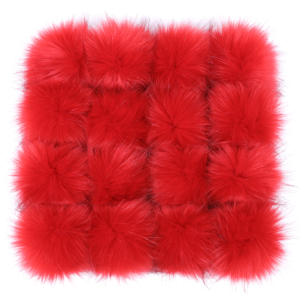 Wholesale Pom Pom For Beanie Hats Elastic Band Fluffy Furry Fox fur Pompom Detachable Faux Raccoon Fur Balls