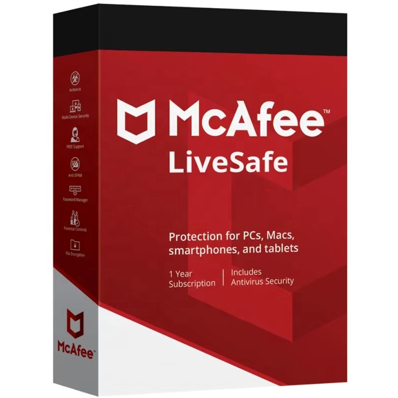 24/7 г., онлайн-доставка в наличии, устройство McAfee LiveSafe 2022, 1 год подписки на аккаунт