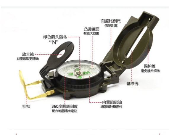Outdoor camping tactical kit foldable compass