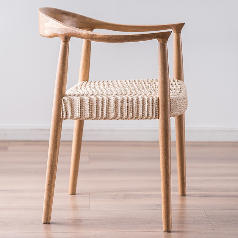 Modern Living Room Outdoor Dining Room Furniture Wooden Rattan Wood Dining chair Armchair Leisure chair